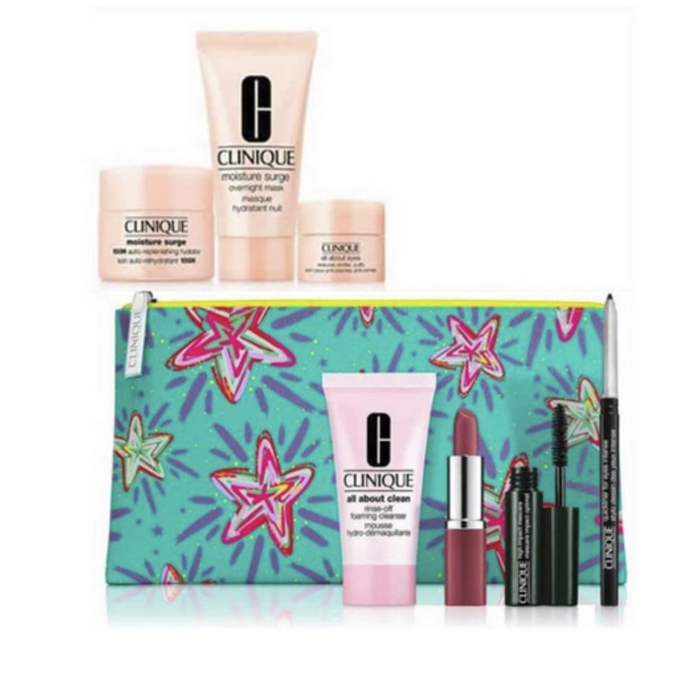 New Clinique Sealed 8 Piece Glowy Skin Kit All About Eyes / Moisture Surge